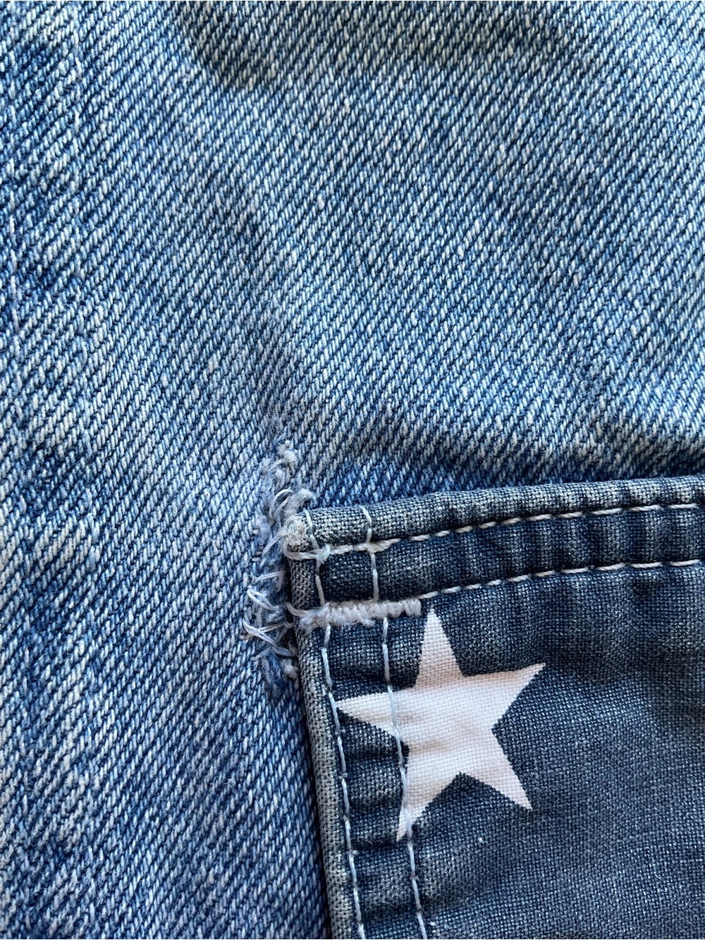Vintage 90s Contempo Casuals Denim Overalls M American Flag Stars Stripes - Picture 9 of 11